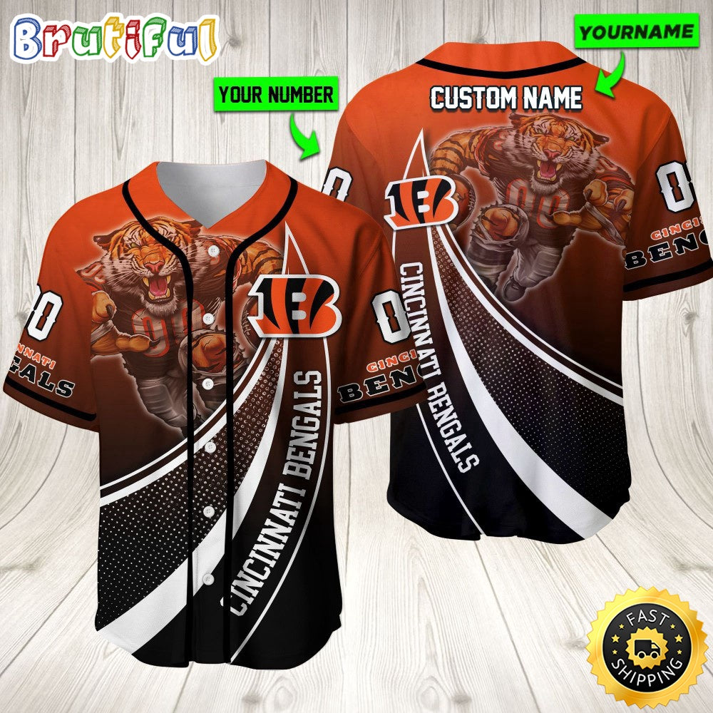 Personalized NFL Cincinnati Bengals Baseball Jersey Mascot Art