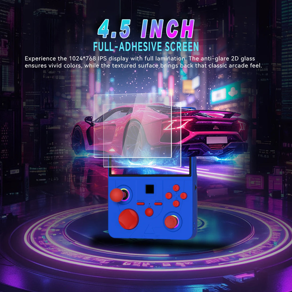 Retro Handheld Game Console 4.5" IPS Screen 18000+Games RGB Light 3D Hall Joystick 4000mAh Support WIFI Portable Game Console