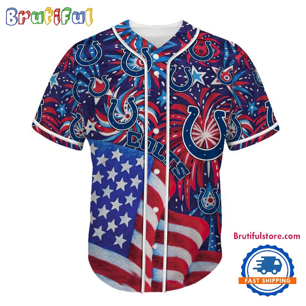 Indianapolis Colts USA Flag Independence Day Baseball Jersey, Sport Team 4th of July Jersey